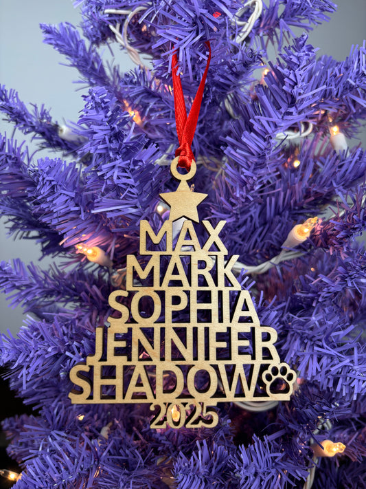 Family Names Christmas Tree Ornament