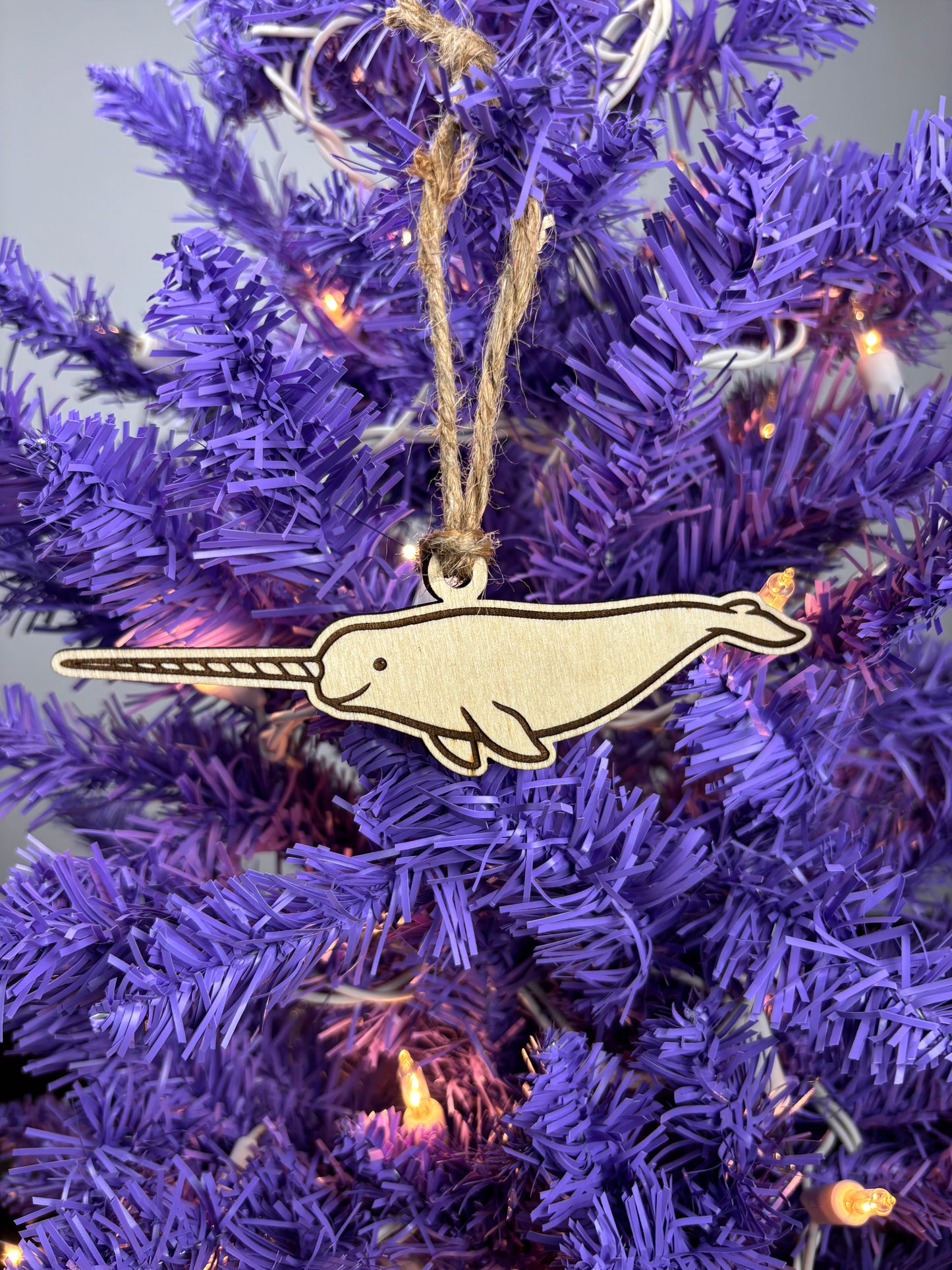 Narwhal Ornament – Wooden Sea Creature Christmas Decoration